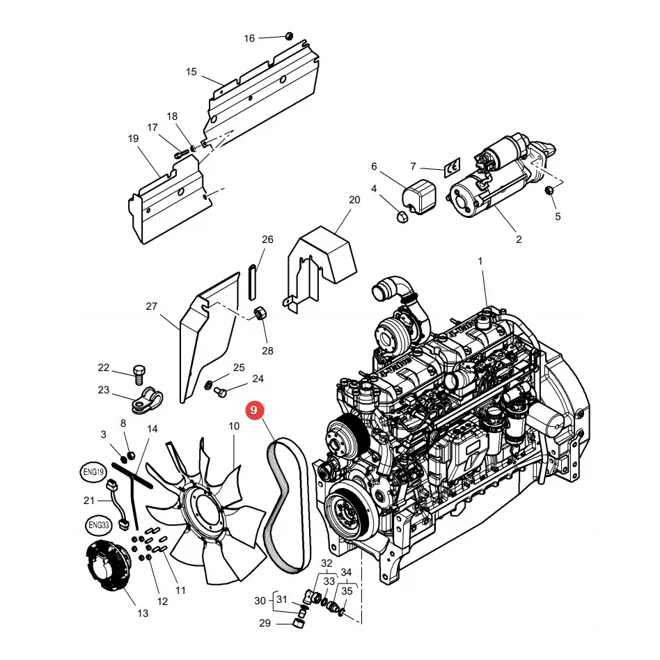 AGCO - 4282011M1 -  Massey Ferguson Fan Drive Multi-Rib Belt