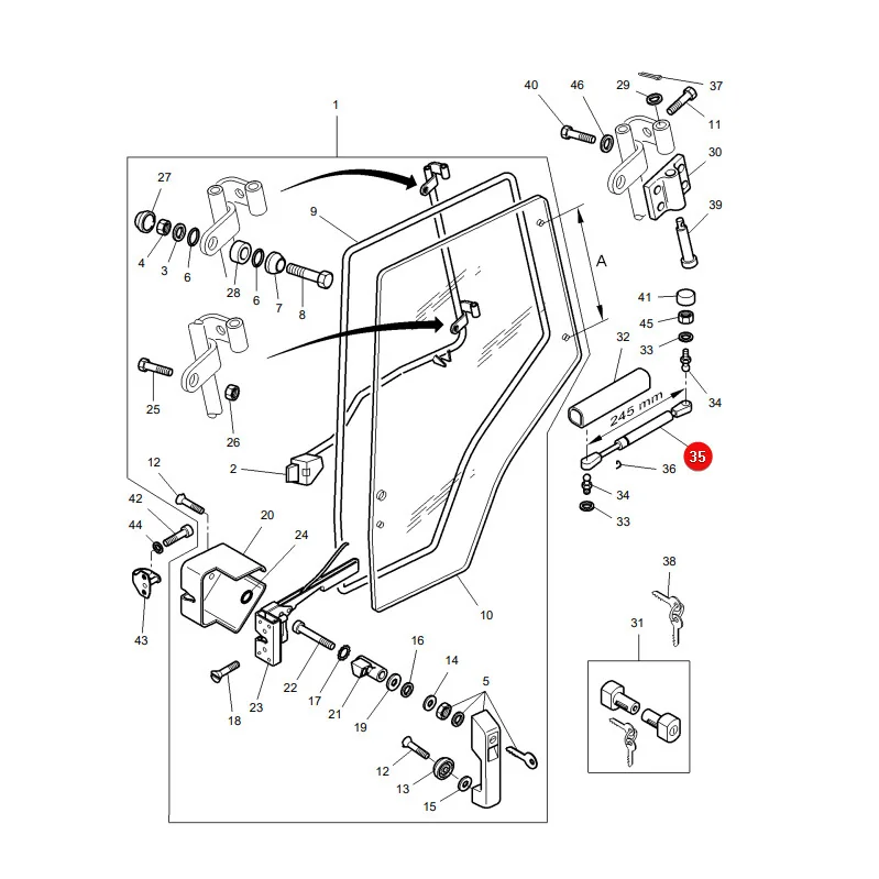 AGCO - 4347981M1 - Massey Ferguson Gas Spring Door