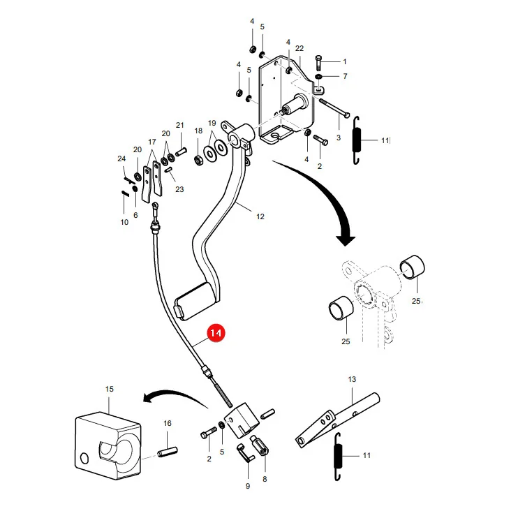 AGCO - VA205960 - Clutch Pedal Cable Massey Ferguson