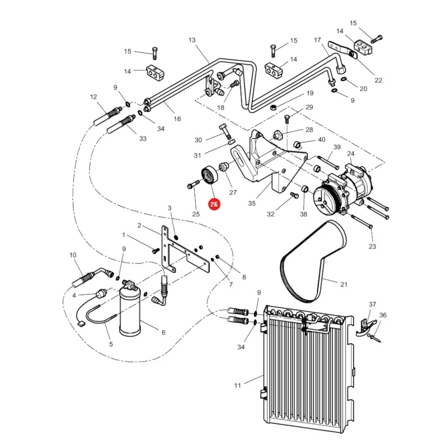 BTA - E2R5607BTA - Massey Ferguson Cooling Belt Tensioner Roller