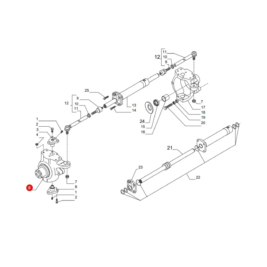 Carraro - CI128881 - Lower Steering Knuckle Pin Massey Ferguson 3785490M1