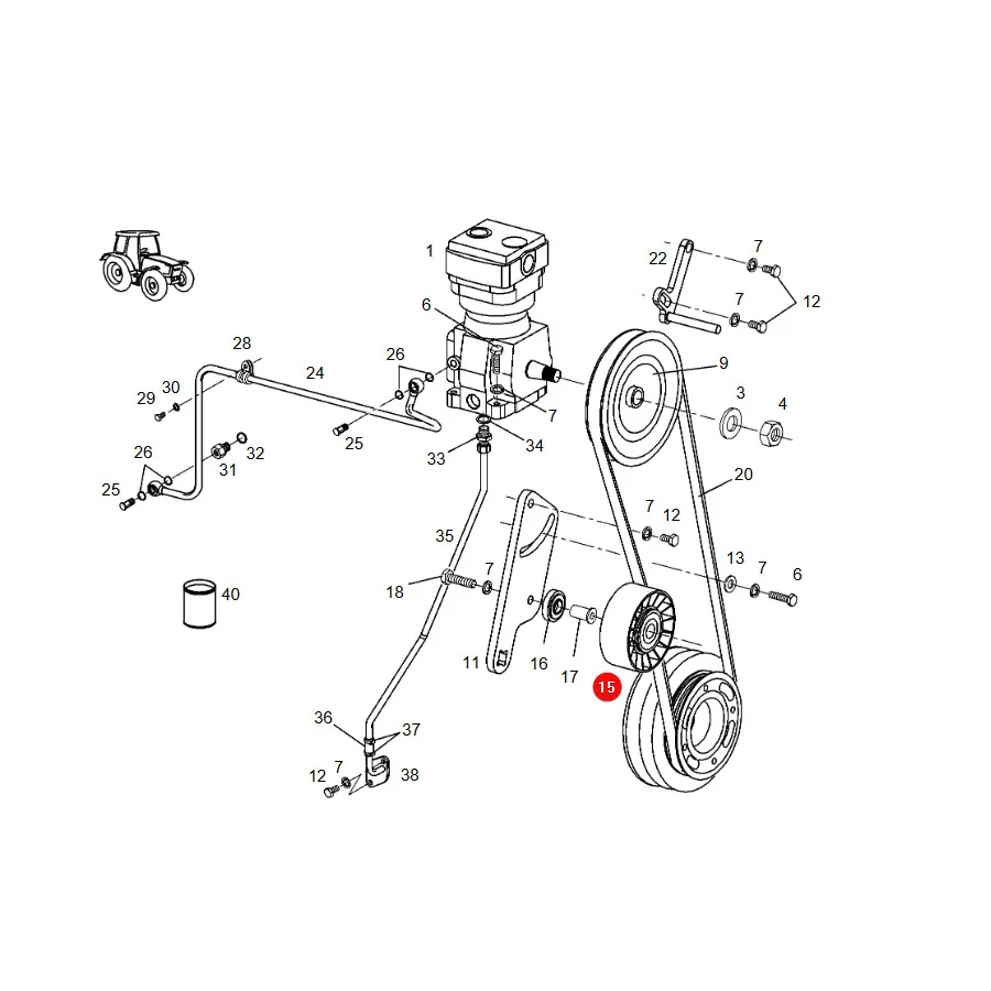 JAG - G117880010020.01 - Fendt Air Compressor Belt Roller