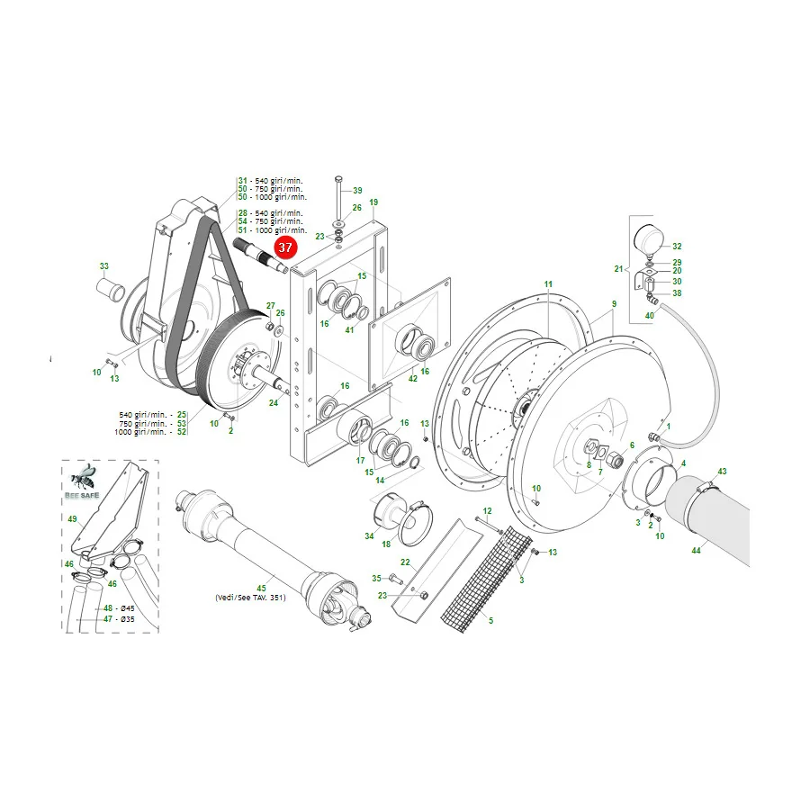 Maschio Gaspardo - G15450390R - Fan Turbine Shaft