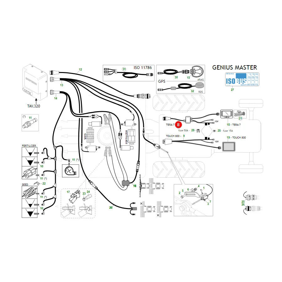 Maschio Gaspardo - GSF05200546R - Wiring Harness For Monitor GM7 Isobus