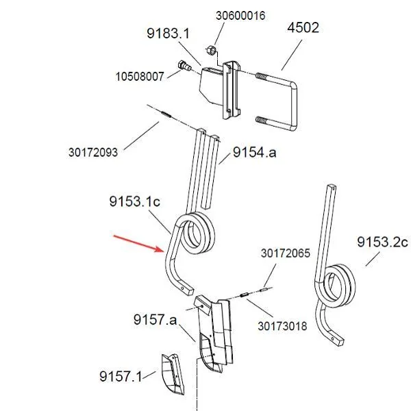 Monosem - MN30153038 - Left Spring Of Fertilizer Applicator 9153-1C