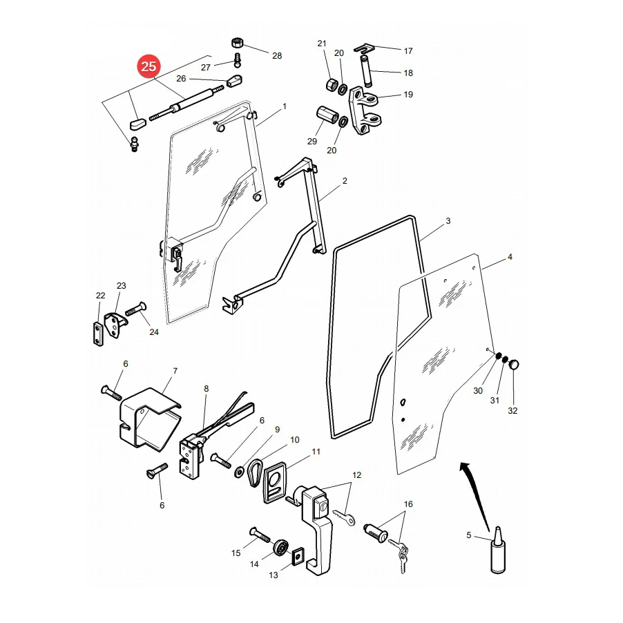 Sparex - S.54541 - Gas Strut Window Massey Ferguson
