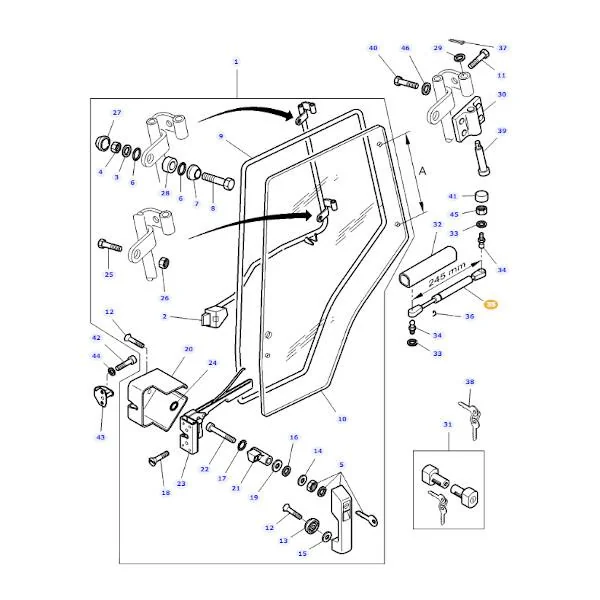 Stabilus - CA2117GU - Gas Strut Door Massey Ferguson