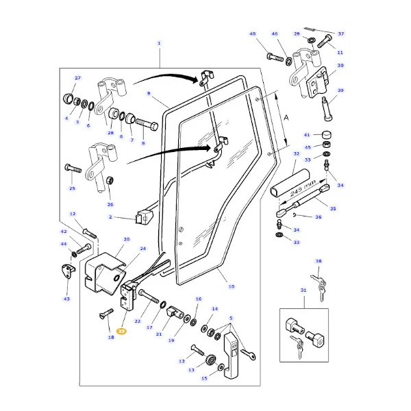 TVH - 70/4170-219 - Left Cab Door Lock Massey Ferguson