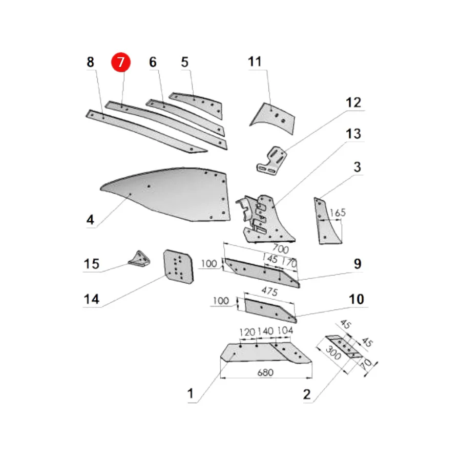 Unia - 1067/95-003/0 - Right Moldboard Slat "C" XXL