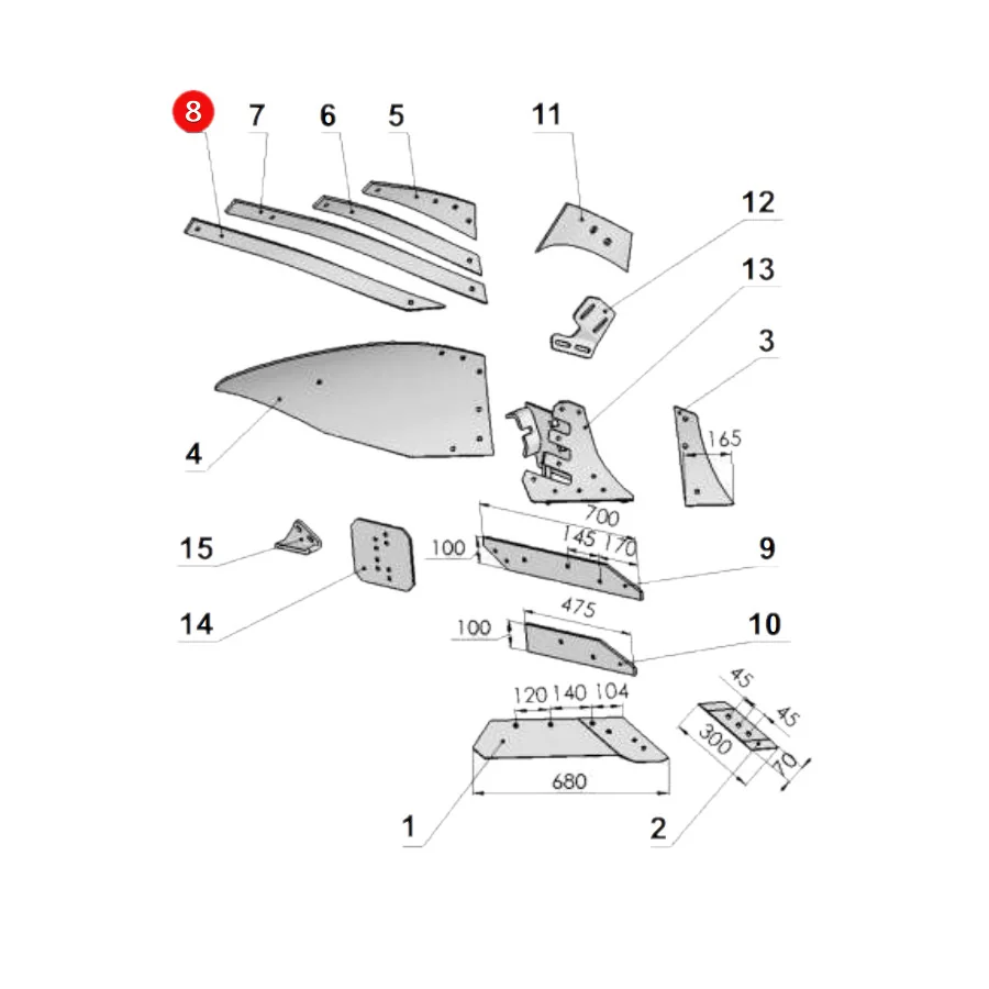 Unia - 1067950040 - Right Moldboard Strip "D" XXL