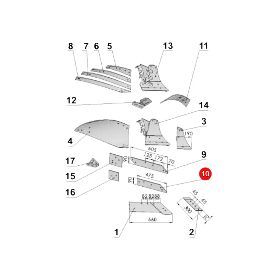 Unia - 1116/72-001/0 - Short Left Skid XL