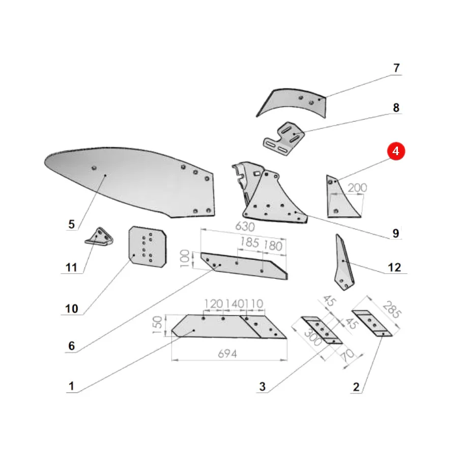 Unia - 50201150940020 - Left Moldboard Breast Long