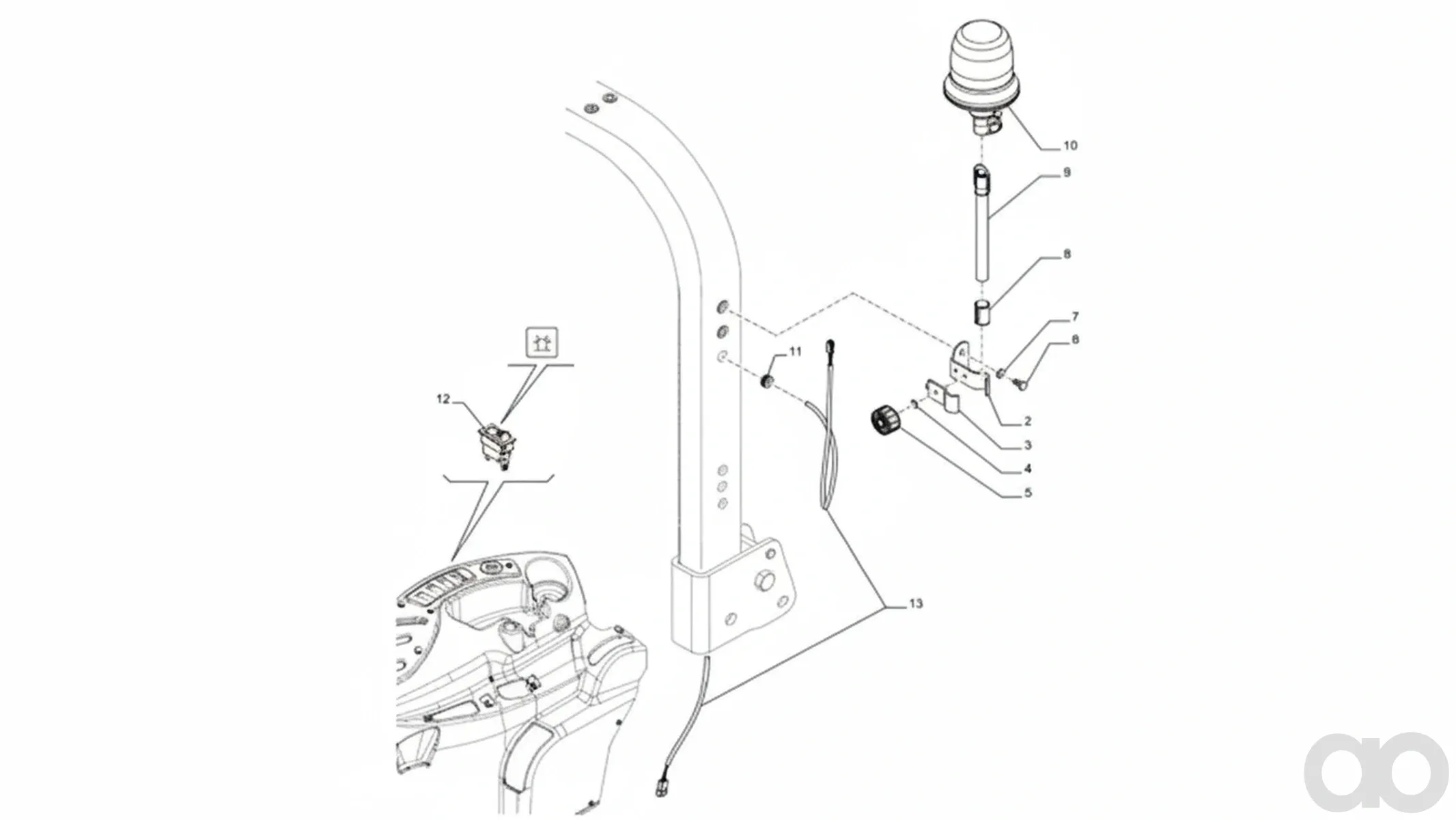 Case IH - 710762260 - Rotating Beacon Kit with ROPS