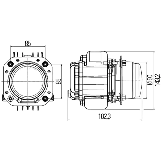 HELLA - 1BL 010 820-811 - DE/LED-Headlight, 90mm Performance Bi-LED L70, 24V