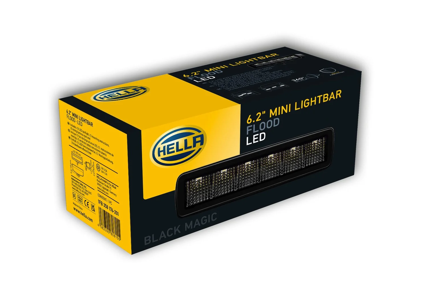 HELLA - 1FB 358 176-201 - LED-High Beam Headlight, Black Magic Edgeless Mini Lightbar 6.2", 12/24V, 200