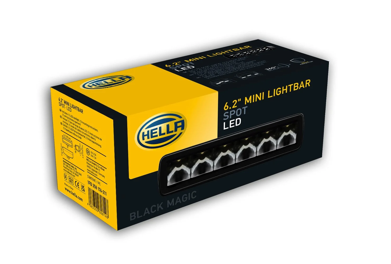 HELLA - 1FB 358 176-211 - LED-High Beam Headlight, Black Magic Edgeless Mini Lightbar 6.2", 12/24V, 200
