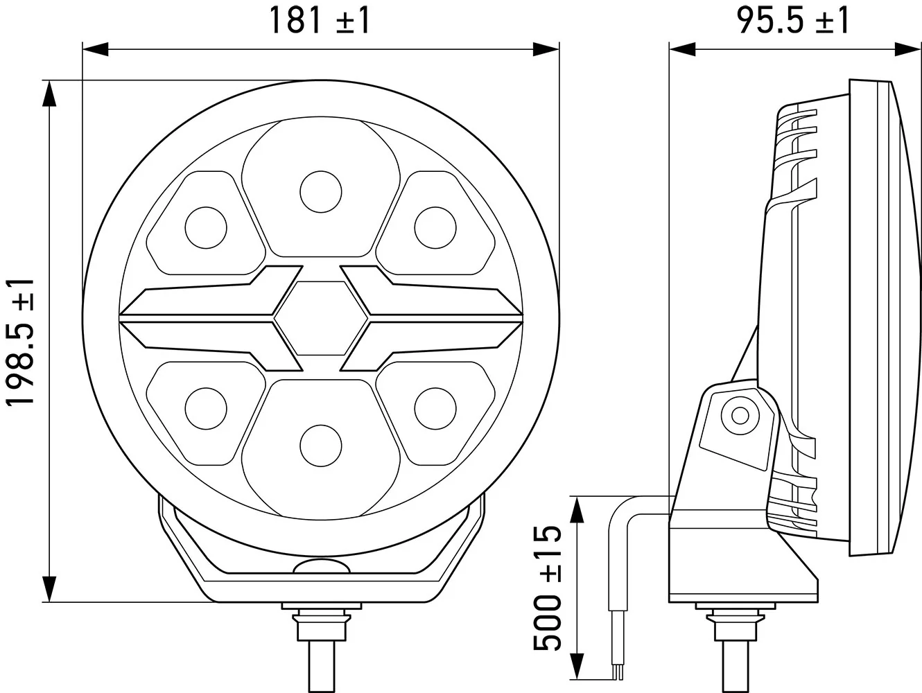 HELLA - 1FJ 357 198-001 - LED-High Beam Headlight, Blade Chrom 7", 12/24V, white, 1670lm