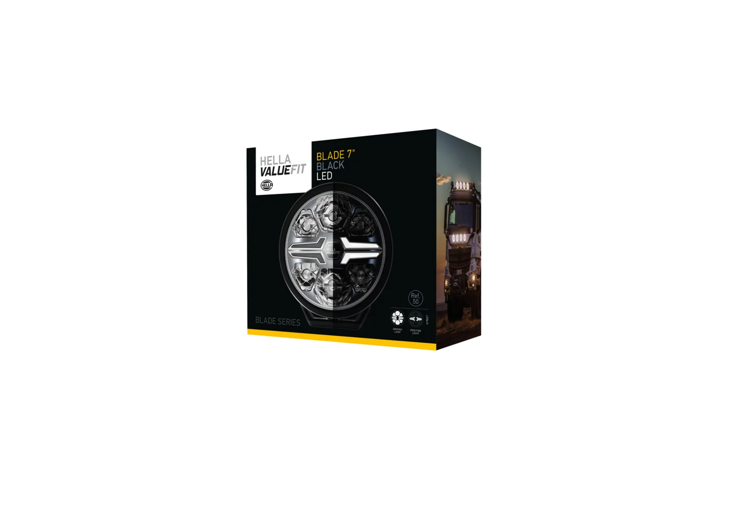 HELLA - 1FJ 357 198-051 - LED-High Beam Headlight, Blade Black 7", 12/24V, white, 1800lm