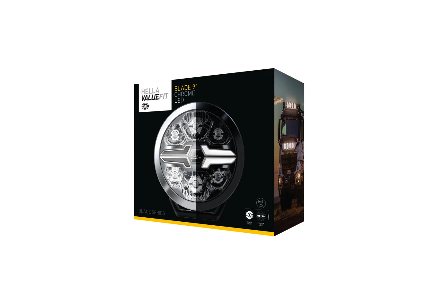HELLA - 1FJ 357 199-001 - LED-High Beam Headlight, Blade Chrome 9", 12/24V, white, 1700lm