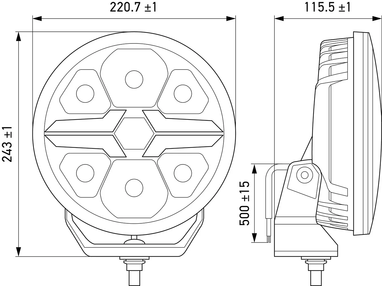 HELLA - 1FJ 357 199-021 - LED-High Beam Headlight, Blade Chrome 9", 12/24V, white/yellow (amber), 1700