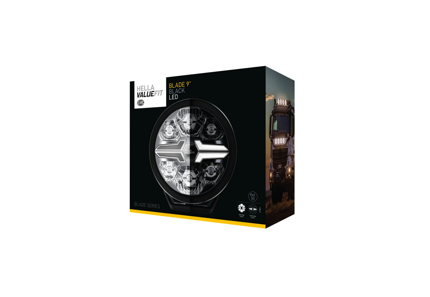 HELLA - 1FJ 357 199-051 - LED-High Beam Headlight, Blade Black  9", 12/24V, white, 1550lm