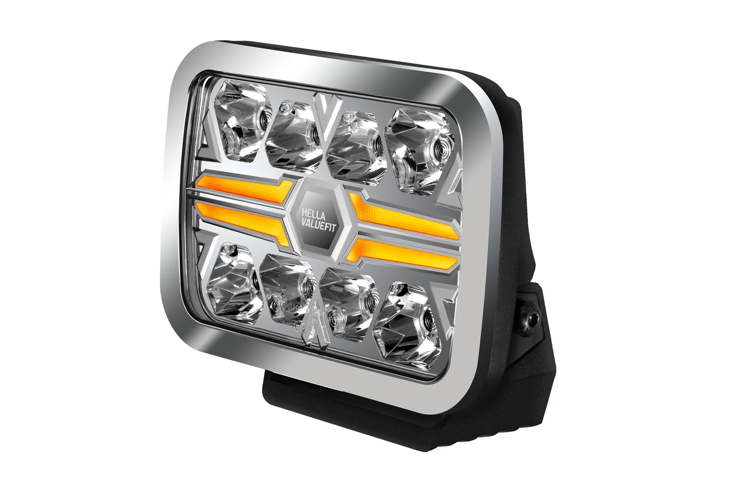 HELLA - 1FJ 357 199-081 - LED-High Beam Headlight, Blade Chrome RE 9", 12/24V, white/yellow (amber), 2