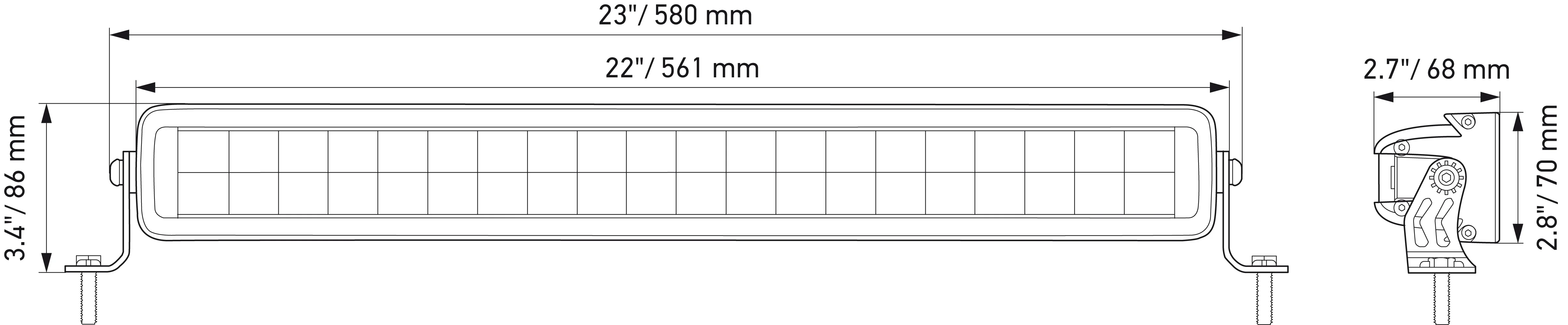 HELLA - 1FJ 358 176-401 - LED-High Beam Headlight, Black Magic Edgeless Lightbar 21.5", 12/24V, 11000lm