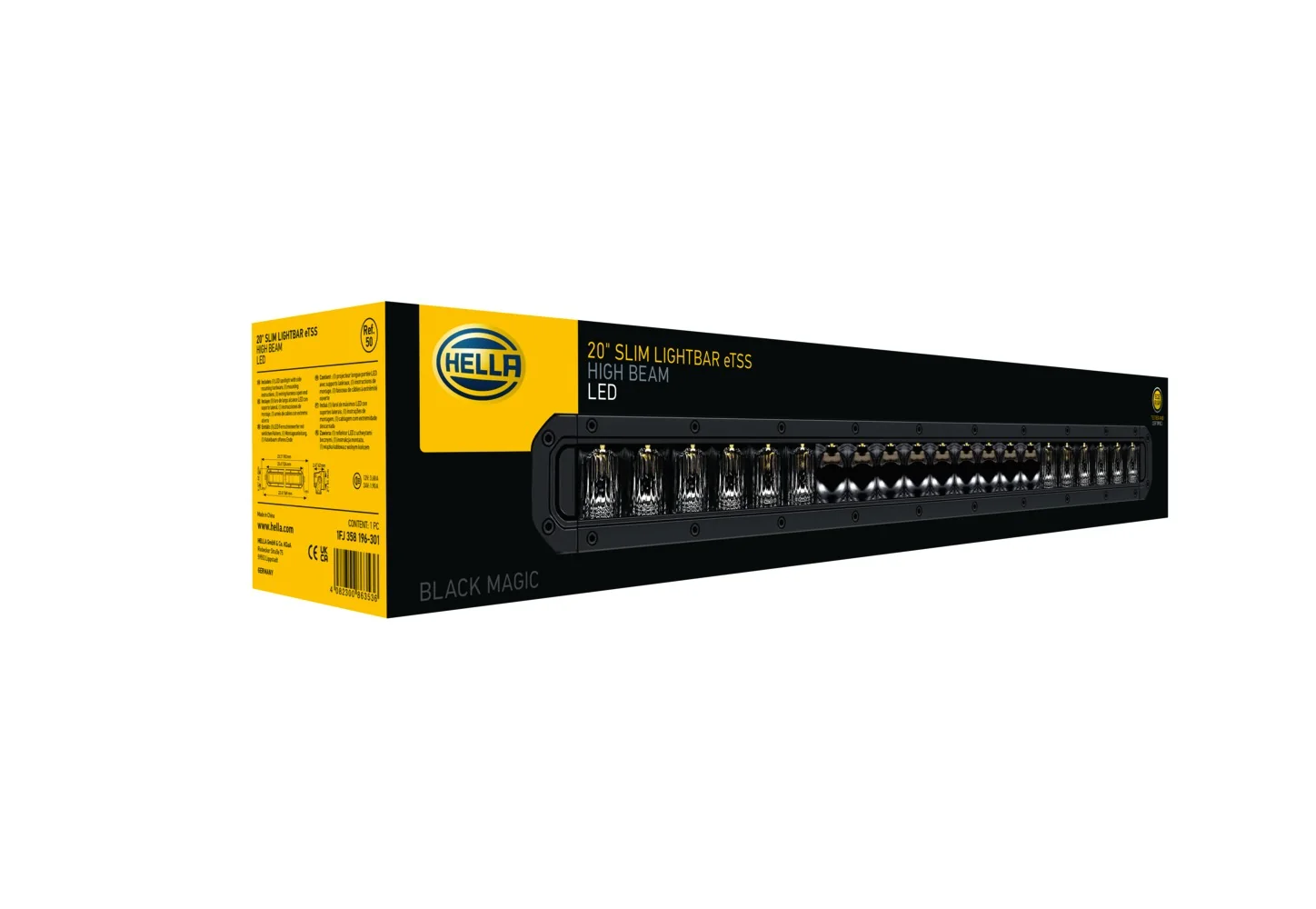 HELLA - 1FJ 358 196-301 - LED-High Beam Headlight, Black Magic Tough Lightbar 20", 12/24V, 3910lm