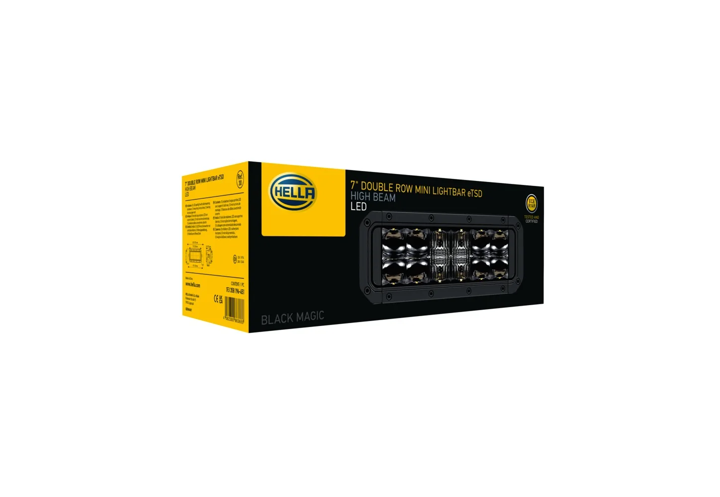 HELLA - 1FJ 358 196-451 - LED-High Beam Headlight, Black Magic Tough Mini Lightbar 7", 12/24V, 2100lm