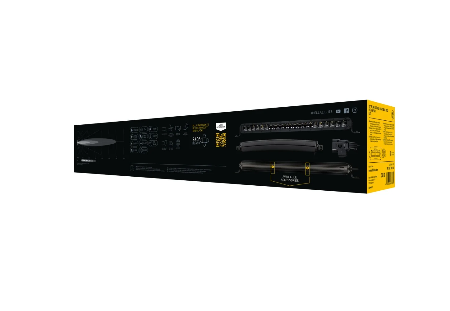 HELLA - 1FJ 358 196-501 - LED-High Beam Headlight, Black Magic Tough Lightbar 20", 12/24V, 3910lm