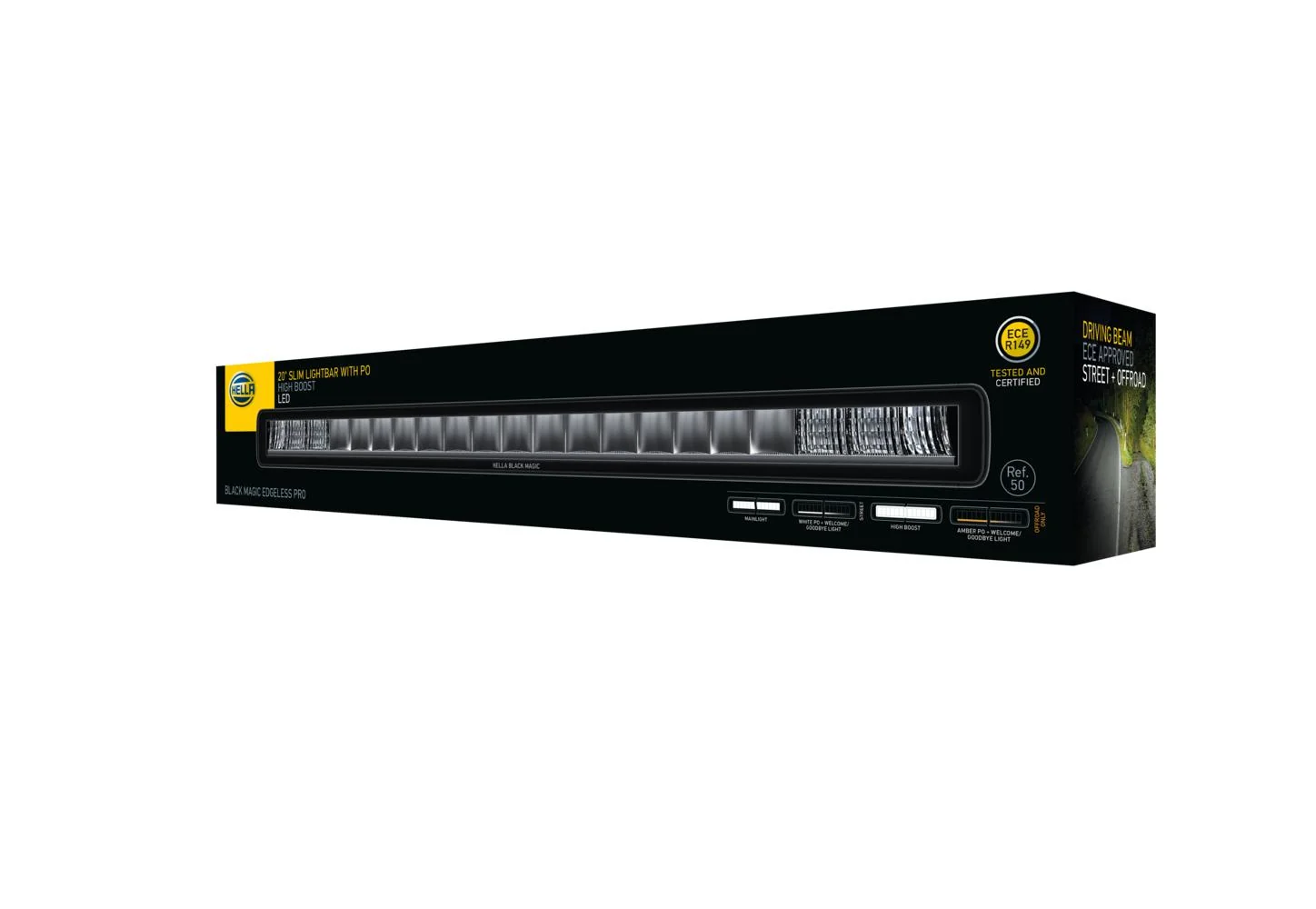 HELLA - 1FJ 358 236-001 - Lightbar, Black Magic Edgeless Pro, 12/24V, yellow (amber)/white, 3730lm