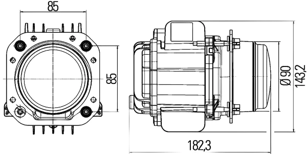 HELLA - 1LL 010 820-861 - LED/DE-Headlight, 90mm Performance Bi-LED L70, 12V