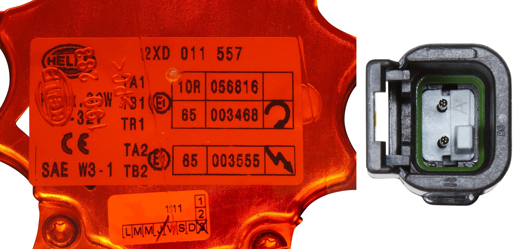 HELLA - 2XD 011 557-501 - LED-Strobe-type Beacon, K-LED 2.0 F, 12/24V, yellow (amber)