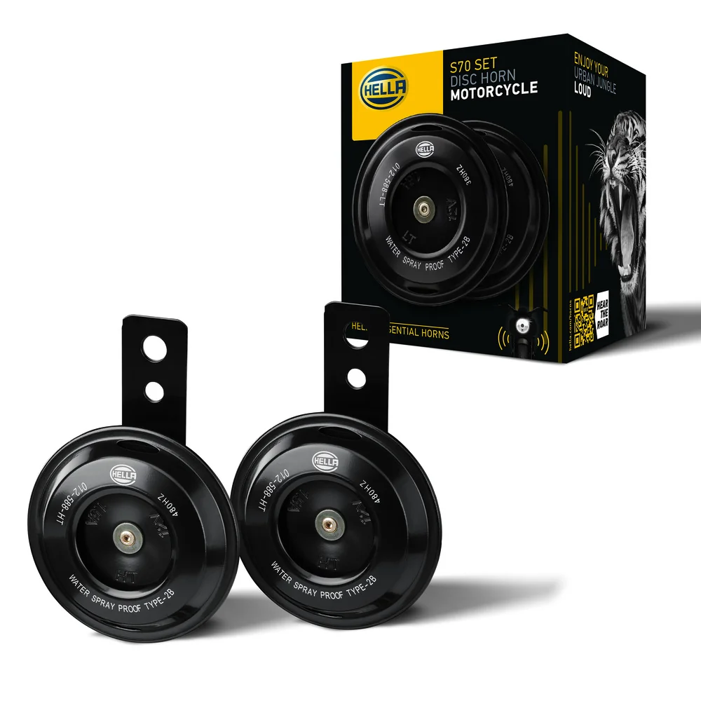 HELLA - 3AL 012 588-011 - Signal Horn, HELLA ESSENTIAL HORN S70 SET, 12V, 108dB(A), Low Tone/High Tone