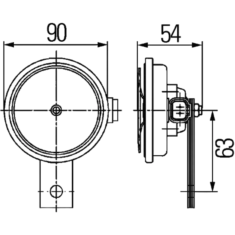 HELLA - 3AL 922 200-761 - Signal Horn, S90, 12V, 113dB(A), Low Tone, Quantity: 1