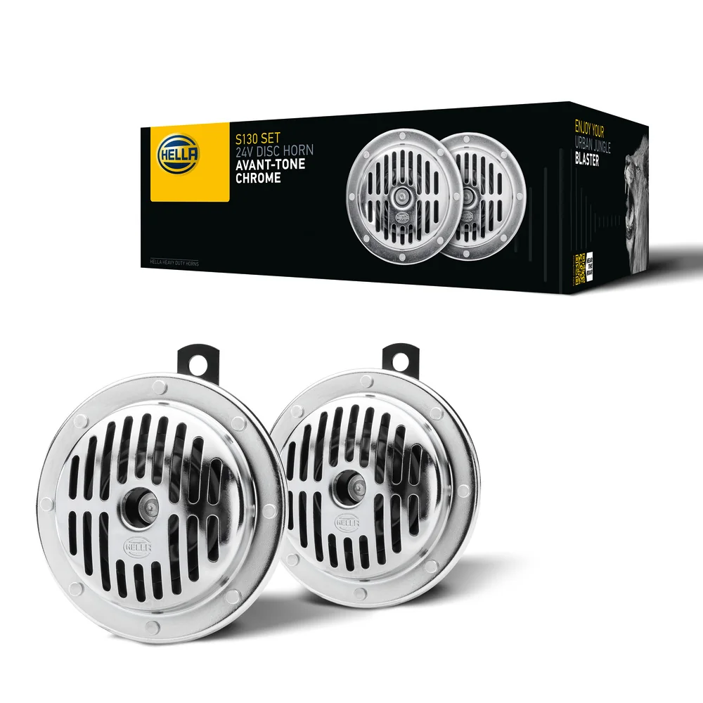 HELLA - 3CB 004 811-071 - Signal Horn, HELLA HEAVY DUTY HORN S130 SET, 24V, 114dB(A), Low Tone/High To