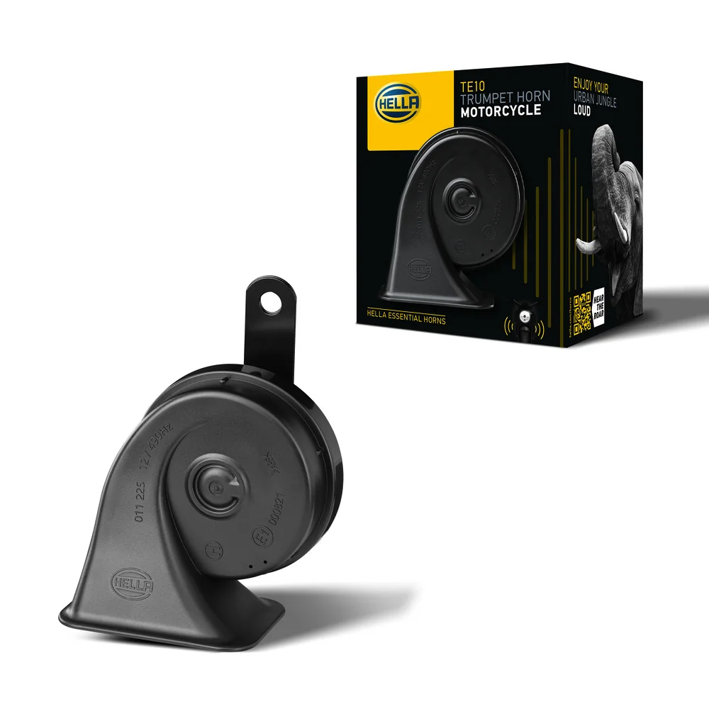 HELLA - 3FG 011 225-171 - Trumpet Horn, HELLA ESSENTIAL HORN TE10, 12V, 110dB(A), High Tone, Quantity