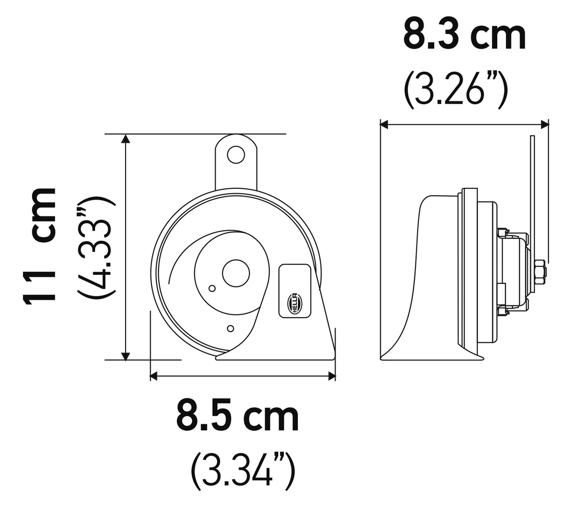 HELLA - 3FH 007 424-801 - Trumpet Horn, HELLA STYLE HORN TE24 SET, 12V, 110dB(A), Low Tone/High Tone -