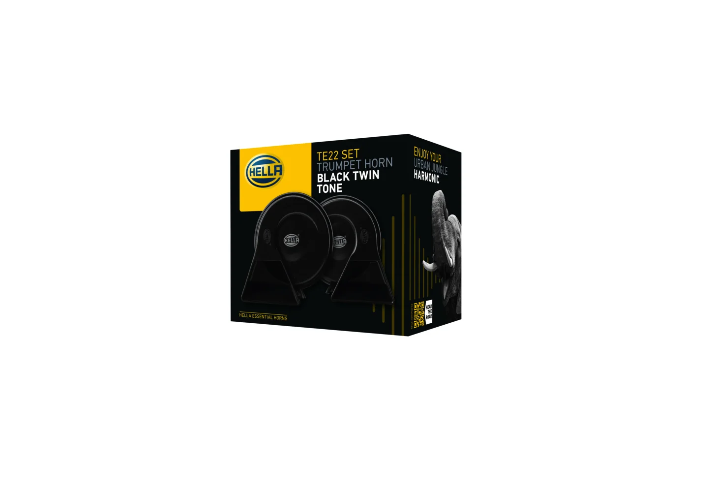 HELLA - 3FH 007 728-831 - Trumpet Horn, HELLA ESSENTIAL HORN TE22 SET, 12V, 110dB(A), High Tone/Low To