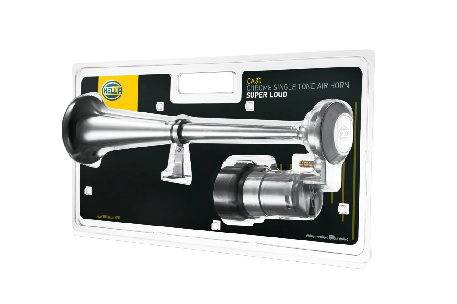 HELLA - 3PA 013 410-001 - Trumpet Horn CA40, 12V, 115dB(A), High Tone, Quantity: 1