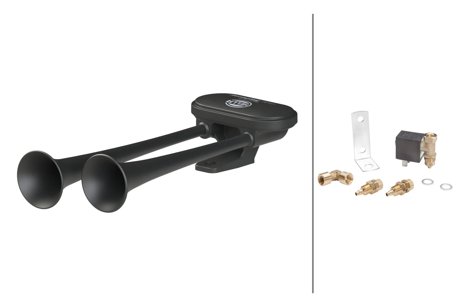 HELLA - 3PB 013 410-901 - Trumpet Horn, 24V, Low Tone/High Tone, Kit, Quantity: 1