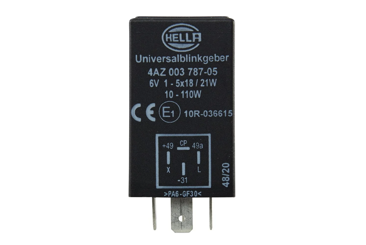 HELLA - 4AZ 003 787-051 - Flasher Unit, 6V, 4-pin connector