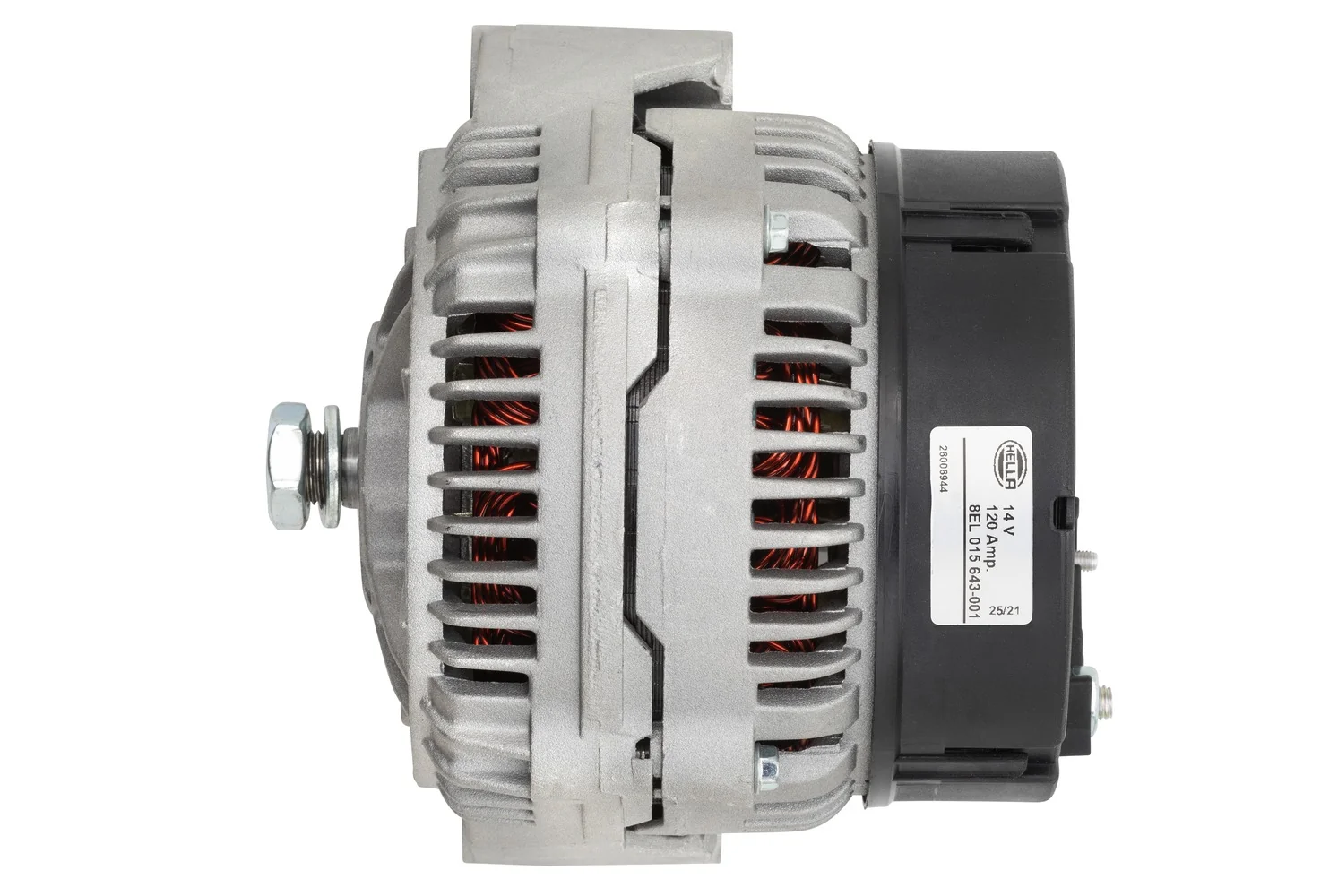 HELLA - 8EL 015 643-001 - Alternator, 12V, 120A, for e.g. JOHN DEERE Series 6010 6310, 6310SE