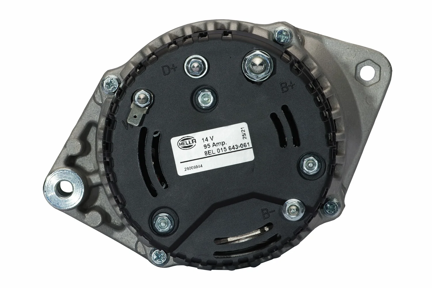 HELLA - 8EL 015 643-061 - Alternator, 12V, 95A, for e.g. Renault Ares