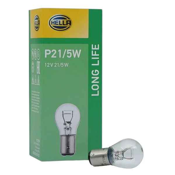 HELLA - 8GD 002 078-173 - Bulb, P21/5W, Long Life, 12V, 5W, Quantity: 2