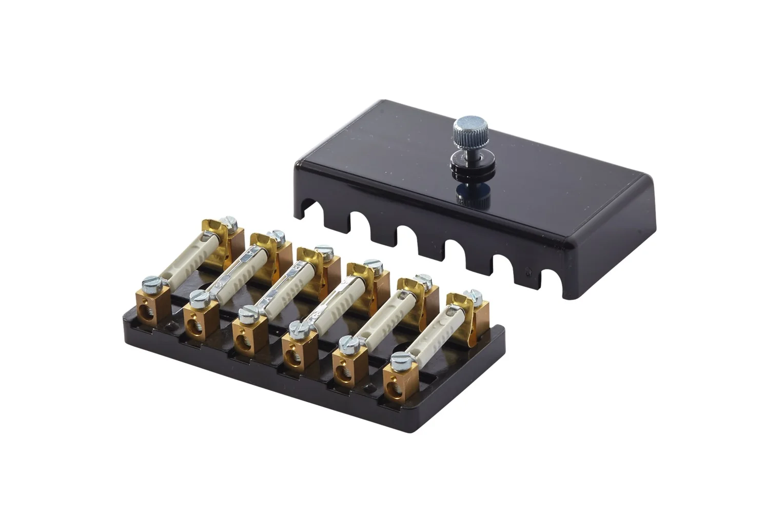 HELLA - 8JD 002 291-201 - Fuse Box, for torpedo fuse, 6-pin connector, Number of connectors: 12, black