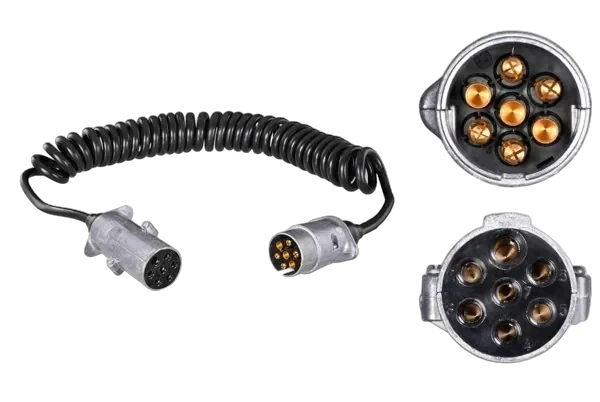 HELLA - 8KA 007 648-061 - Coiled Cable, 7-pin connector, 12/24V, Metal/PU (Polyurethane), Quantity: 1