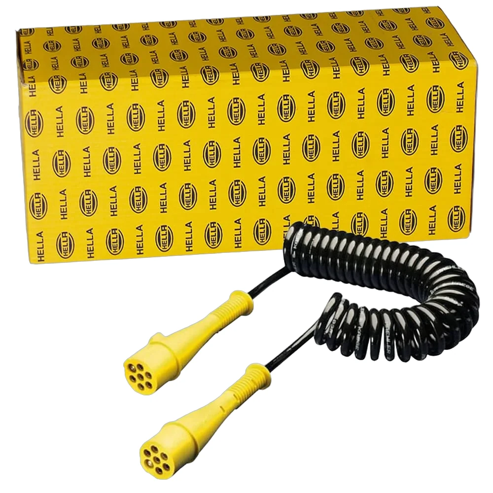 HELLA - 8KA 007 965-011 - Coiled Cable, 7-pin connector, 24V, PU (Polyurethane), Quantity: 1