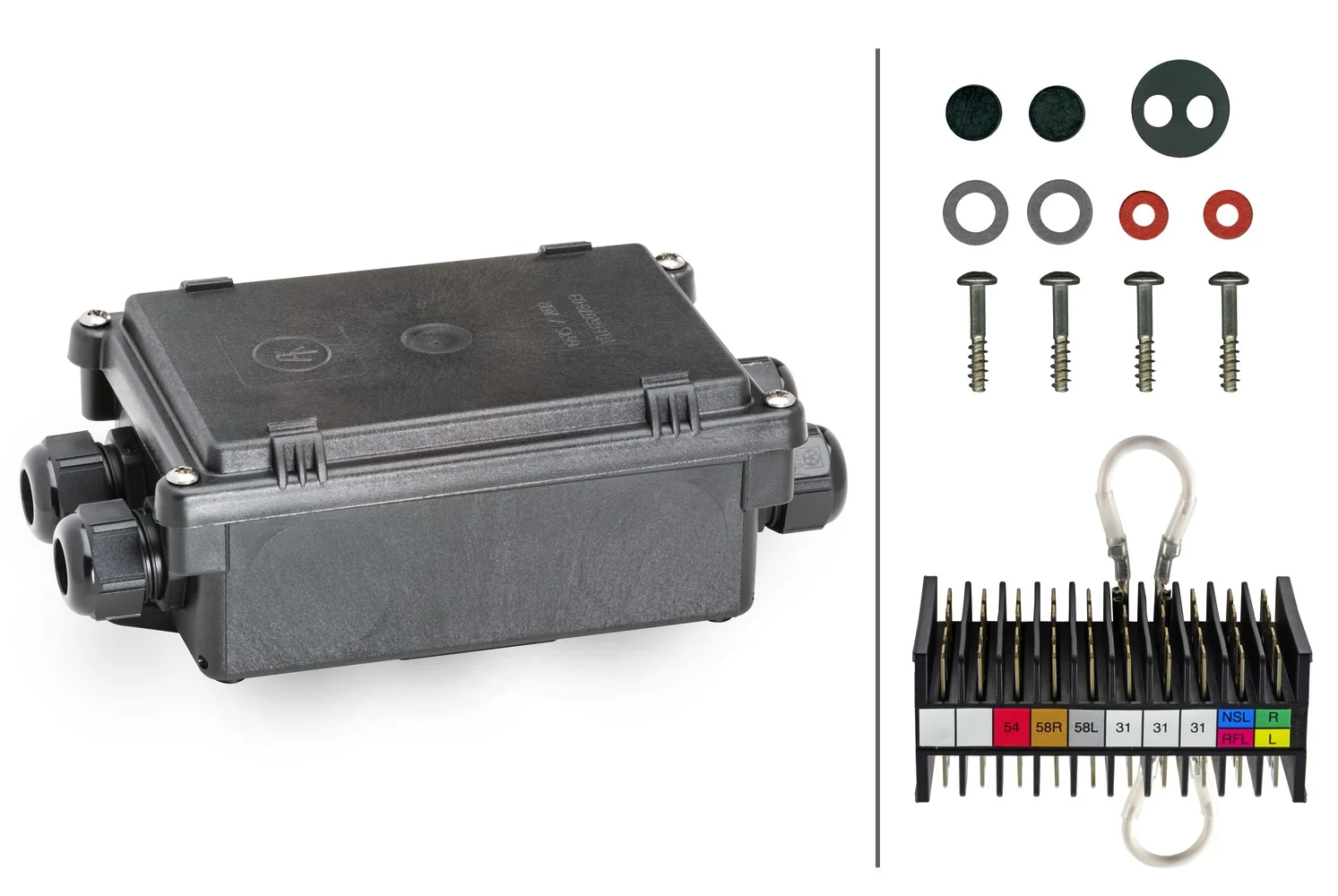 HELLA - 8KV 177 785-017 - Cable Junction Box, Blade Terminal 6.3mm, 12-pin connector, Number of connect