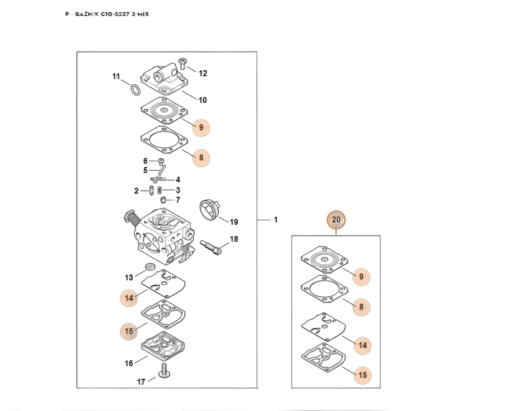 Stihl - 1130-007-1700 - Carburetor Component Set